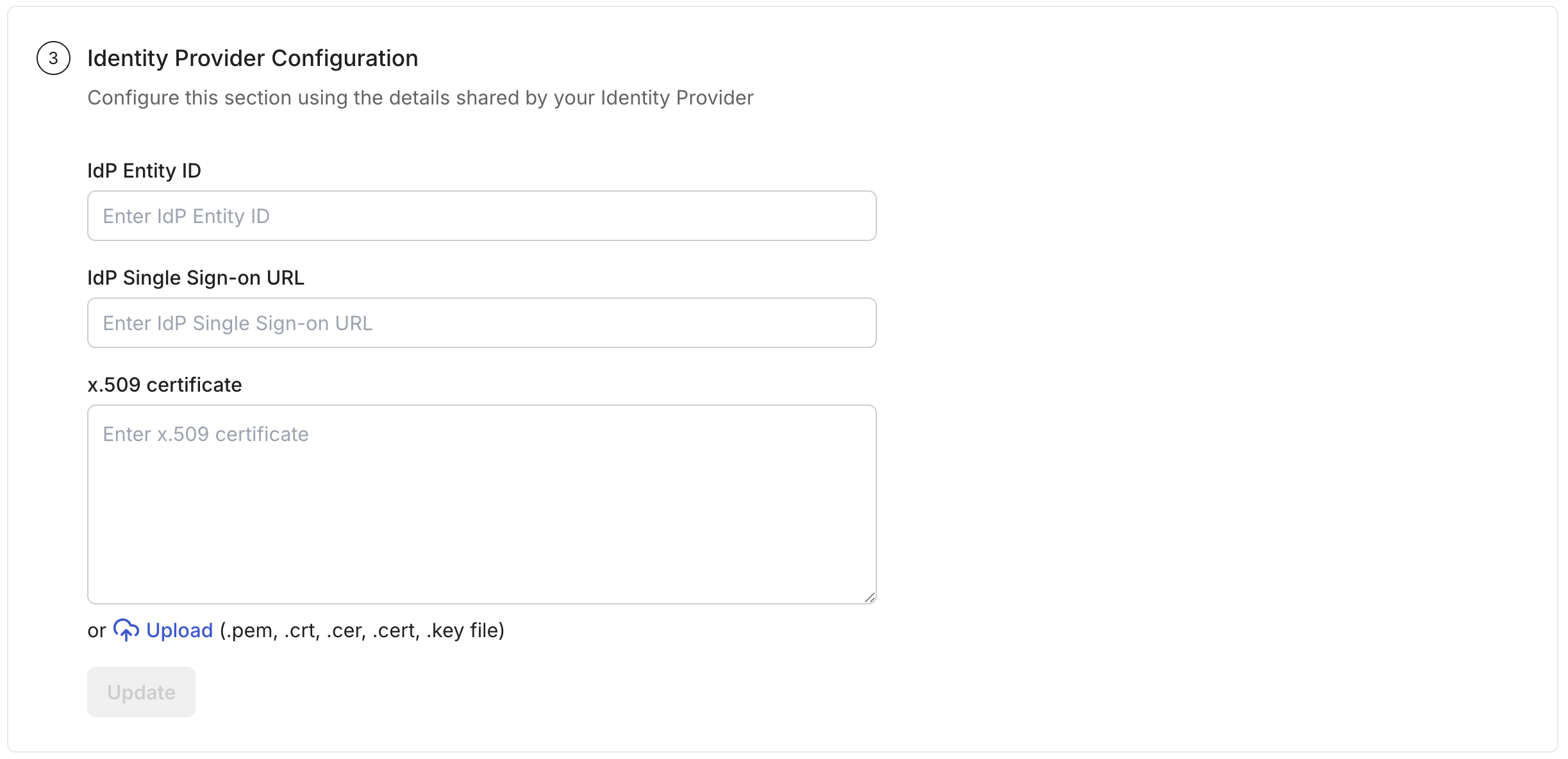 Update IdP details in SSO config portal