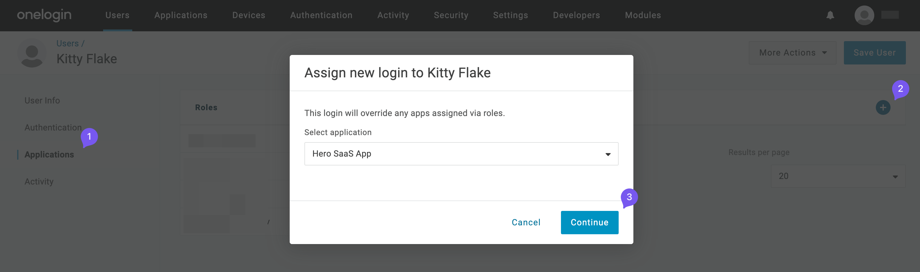 Assigning a new login to a user in OneLogin
