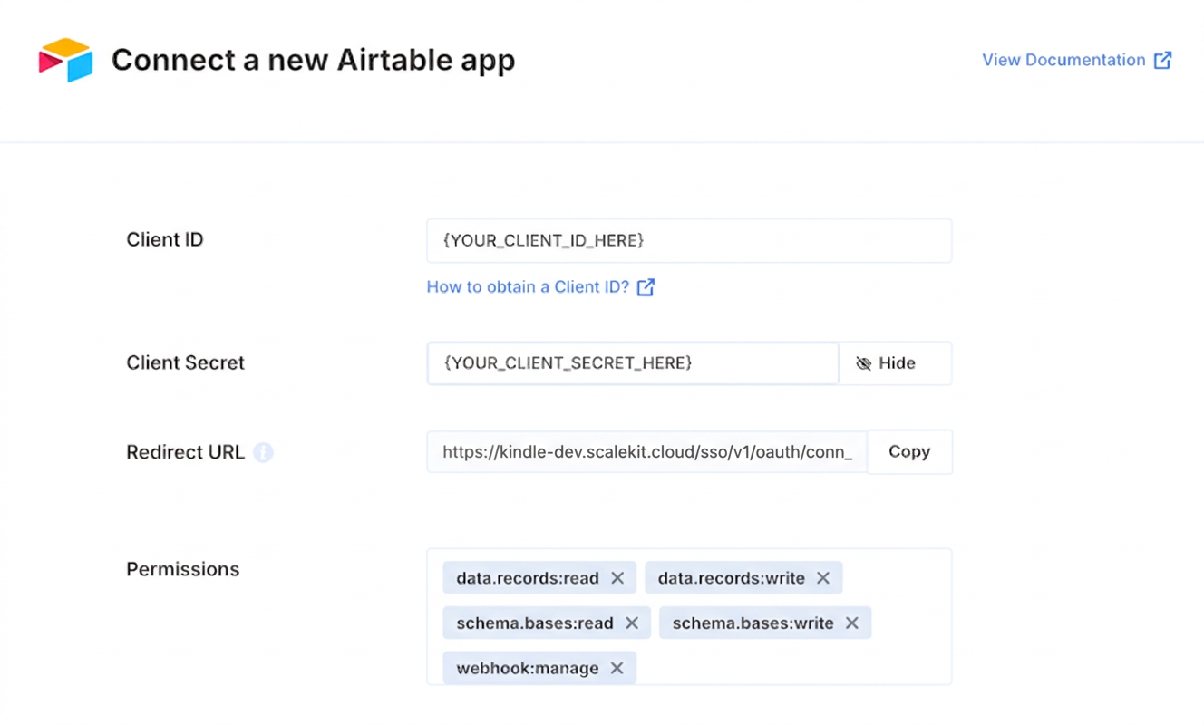 Adding redirect URI in Airtable Developer Hub