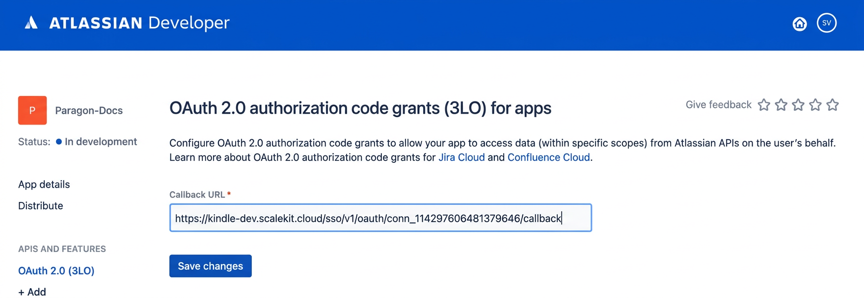 Adding callback URL in Atlassian Developer Console for Jira