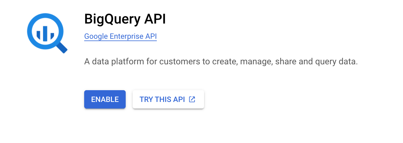 BigQuery API in Google Cloud Platform